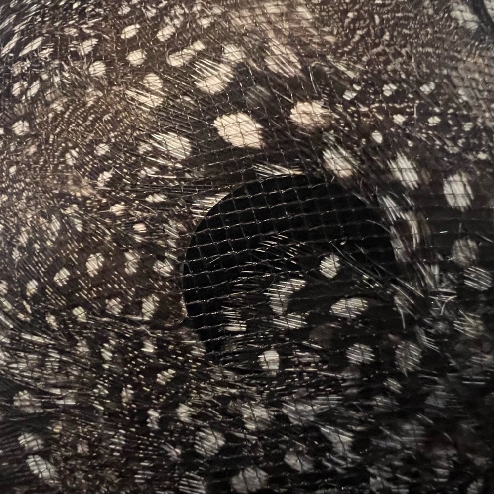 Lemington Vintage Cloque Hat- Feather, Netting & Sequin Disks, The Block Co. - Picture 8 of 9